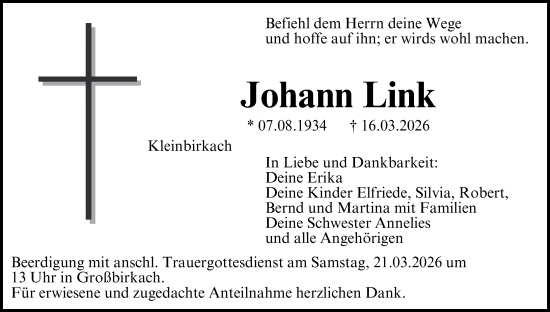 Anzeige von Johann Link von MGO