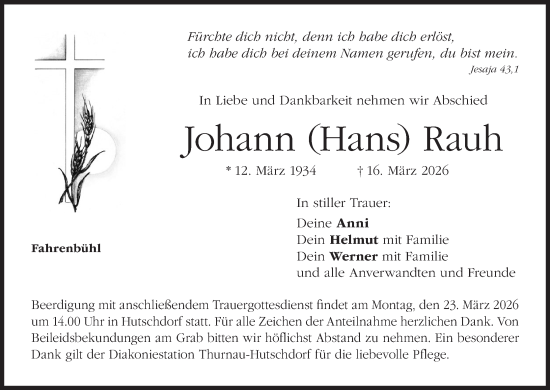 Anzeige von Johann Rauh von MGO