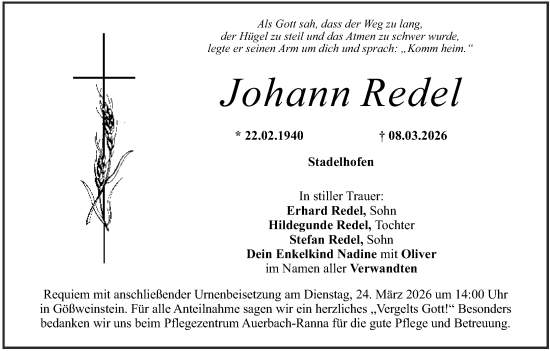 Anzeige von Johann Redel von MGO