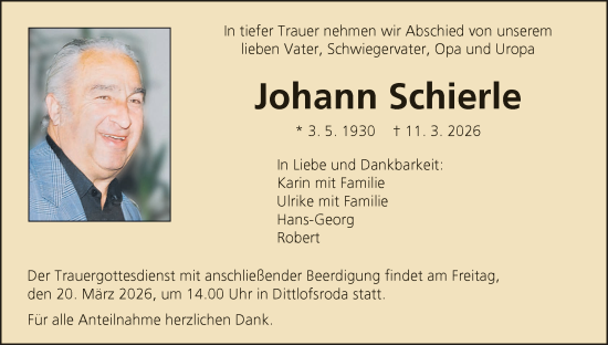 Anzeige von Johann Schierle von MGO