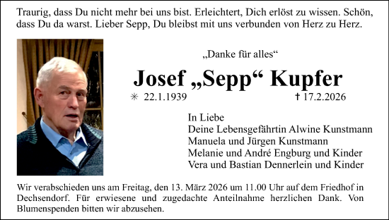 Anzeige von Josef Kupfer von MGO
