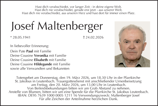 Anzeige von Josef Maltenberger von MGO