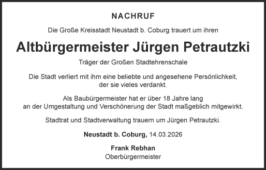 Anzeige von Jürgen Petrautzki von MGO