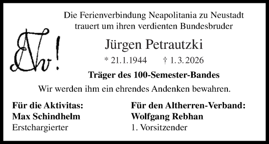 Anzeige von Jürgen Petrautzki von MGO
