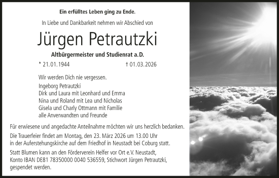 Anzeige von Jürgen Petrautzki von MGO