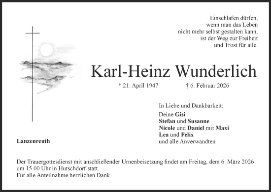 Anzeige von Karl-Heinz Wunderlich von MGO