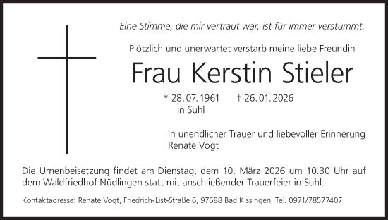 Anzeige von Kerstin Stieler von MGO