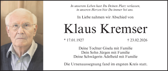 Anzeige von Klaus Kremser von MGO