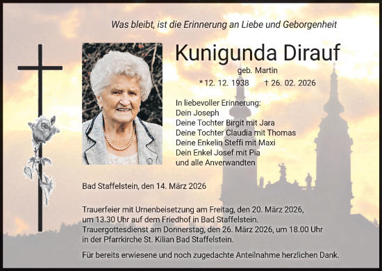 Anzeige von Kunigunda Dirauf von MGO