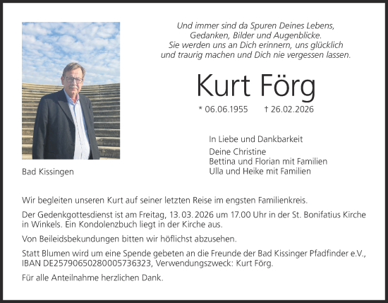 Anzeige von Kurt Förg von MGO