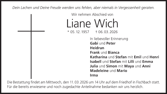Anzeige von Liane Wich von MGO