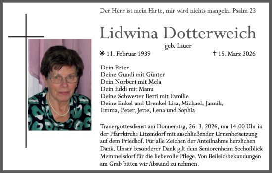 Anzeige von Lidwina Dotterweich von MGO