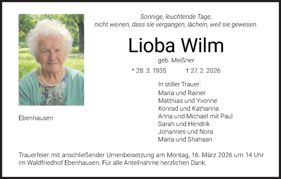 Anzeige von Lioba Wilm von MGO