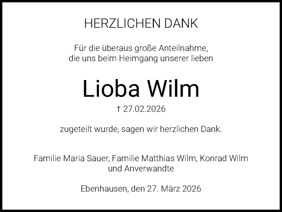 Anzeige von Lioba Wilm von MGO