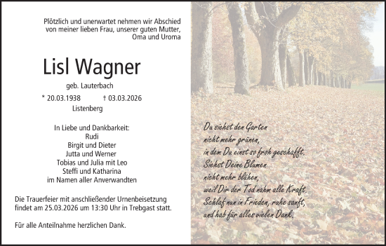 Anzeige von Lisl Wagner von MGO