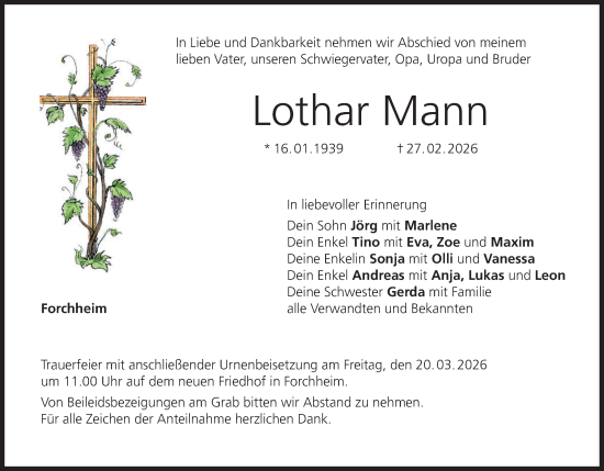 Anzeige von Lothar Mann von MGO