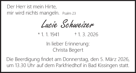 Anzeige von Lucie Schweizer von MGO