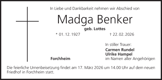 Anzeige von Madga Benker von MGO