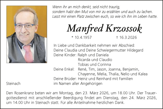 Anzeige von Manfred Krzossok von MGO