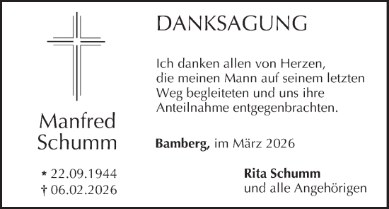 Anzeige von Manfred Schumm von MGO