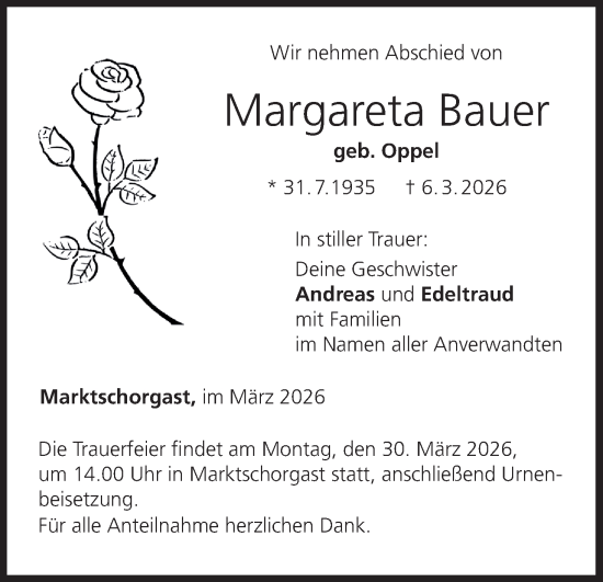 Anzeige von Margareta Bauer von MGO