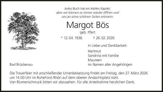 Anzeige von Margot Bös von MGO
