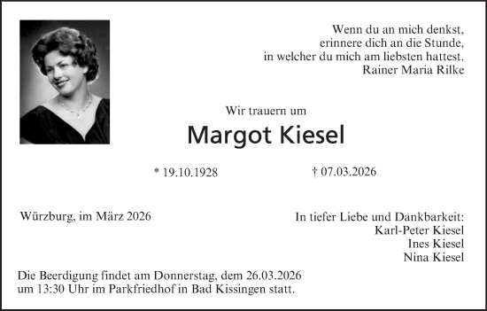 Anzeige von Margot Kiesel von MGO