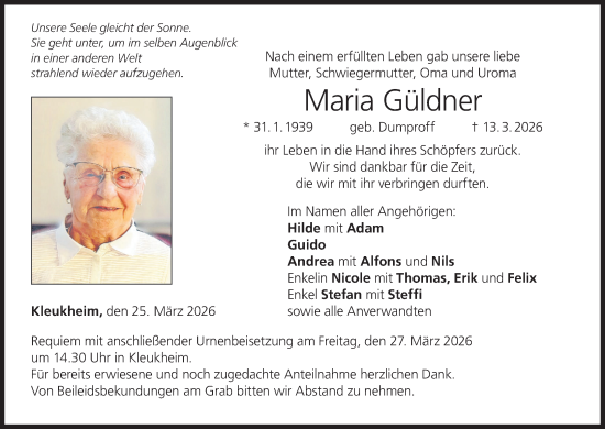 Anzeige von Maria Güldner von MGO