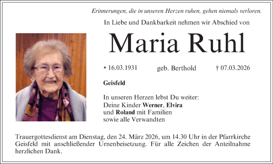 Anzeige von Maria Ruhl von MGO