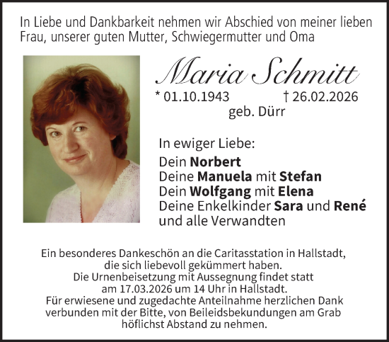 Anzeige von Maria Schmitt von MGO