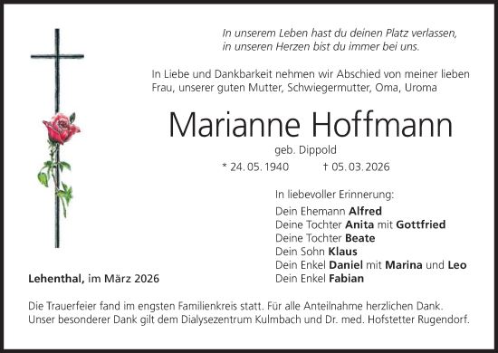 Anzeige von Marianne Hoffmann von MGO