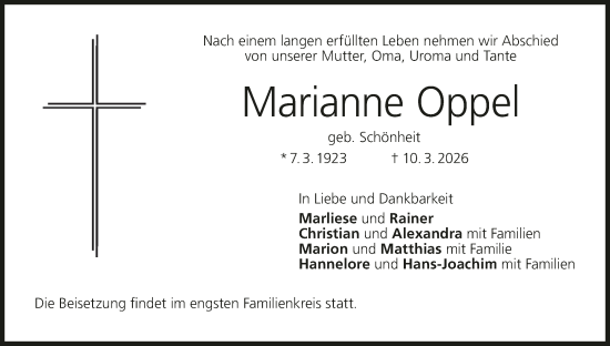 Anzeige von Marianne Oppel von MGO