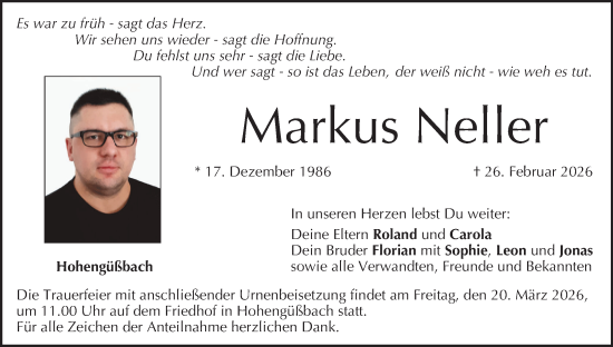Anzeige von Markus Neller von MGO