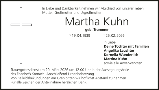 Anzeige von Martha Kuhn von MGO