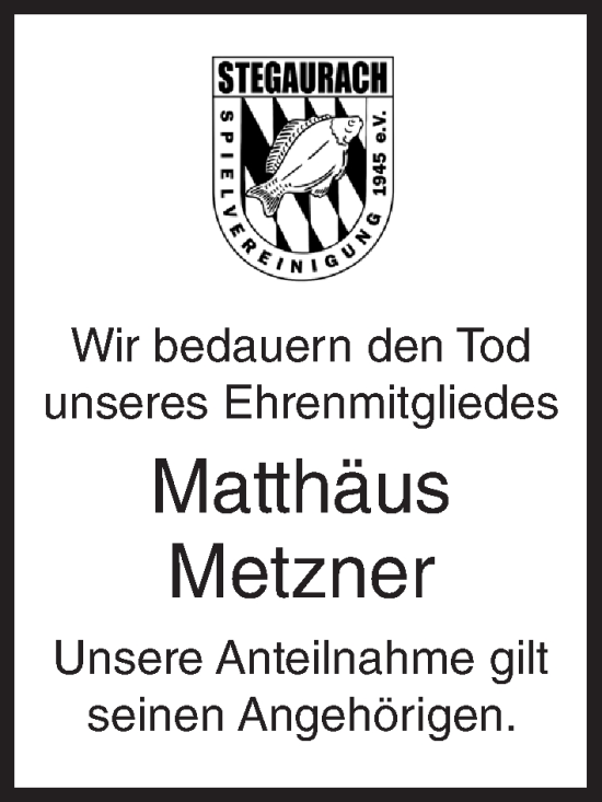 Anzeige von Matthäus Metzner von MGO