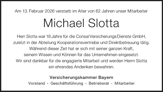 Anzeige von Michael Slotta von MGO
