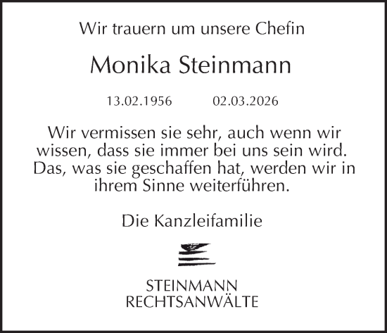Anzeige von Monika Steinmann von MGO