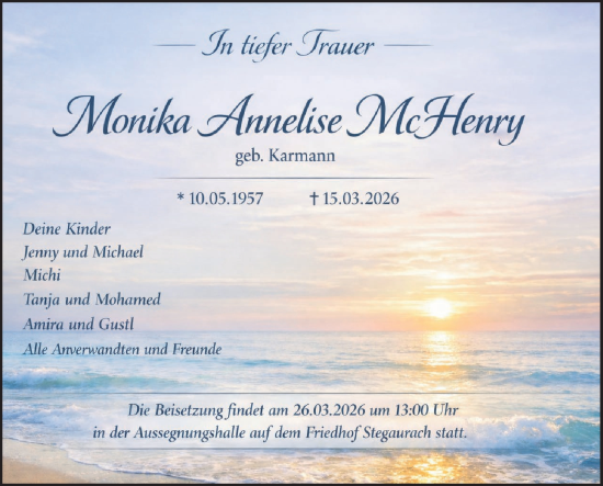Anzeige von Monika Annelise McHenry von MGO