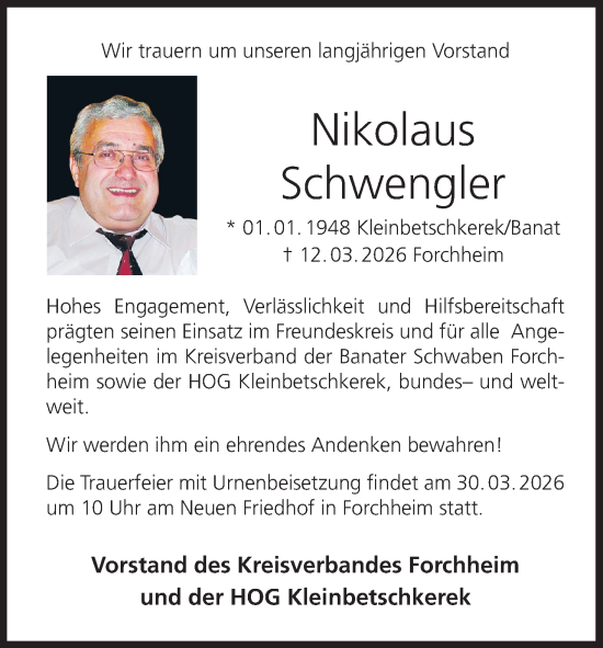 Anzeige von Nikolaus Schwengler von MGO