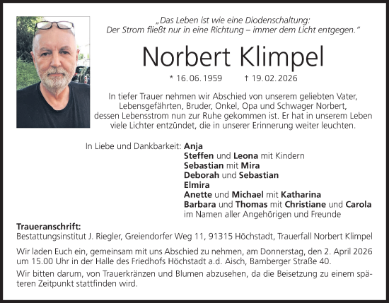 Anzeige von Norbert Klimpel von MGO