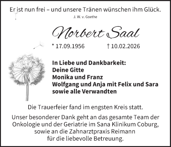 Anzeige von Norbert Saal von MGO