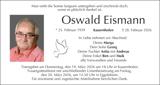 Anzeige von Oswald Eismann von MGO