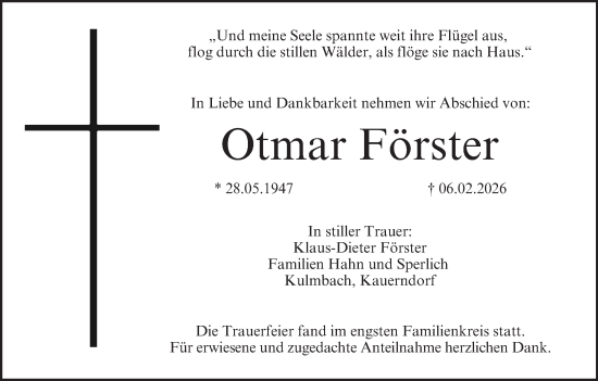 Anzeige von Otmar Förster von MGO