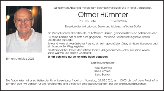 Anzeige von Otmar Hümmer von MGO