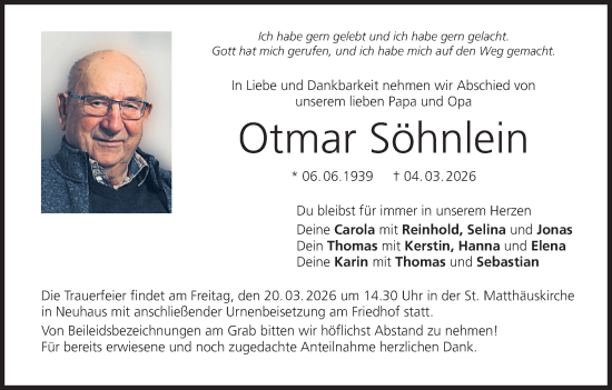 Anzeige von Otmar Söhnlein von MGO