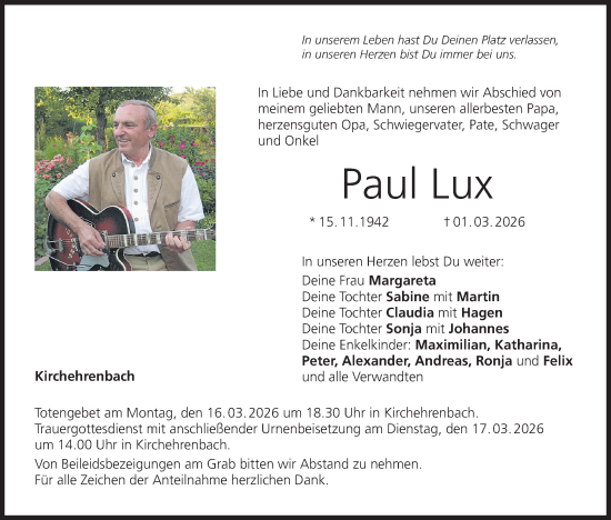 Anzeige von Paul Lux von MGO