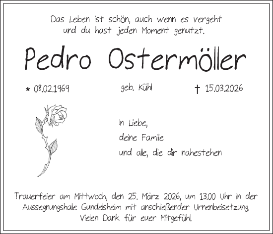Anzeige von Pedro Ostermöller von MGO