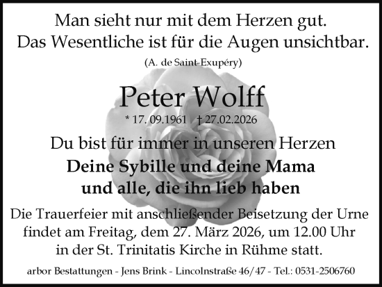 Anzeige von Peter Wolff von MGO