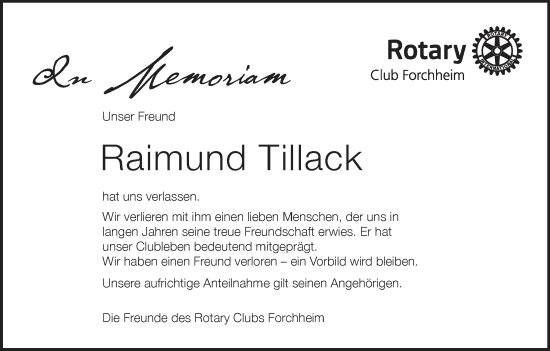 Anzeige von Raimund Tillack von MGO