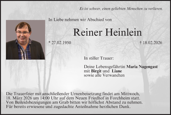 Anzeige von Reiner Heinlein von MGO